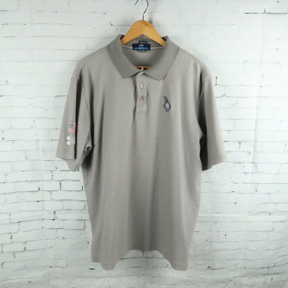 VANSPORT GREY AMERICAN EUROCOPTER POLO SHIRT WITH EMBROIDERED TAIL ROTOR SIZE L